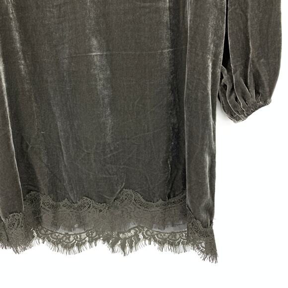 Gold Hawk Dress Women's Size S Velvet A-Line Midi Long Sleeve Dark Gray NWT - Picture 4 of 8